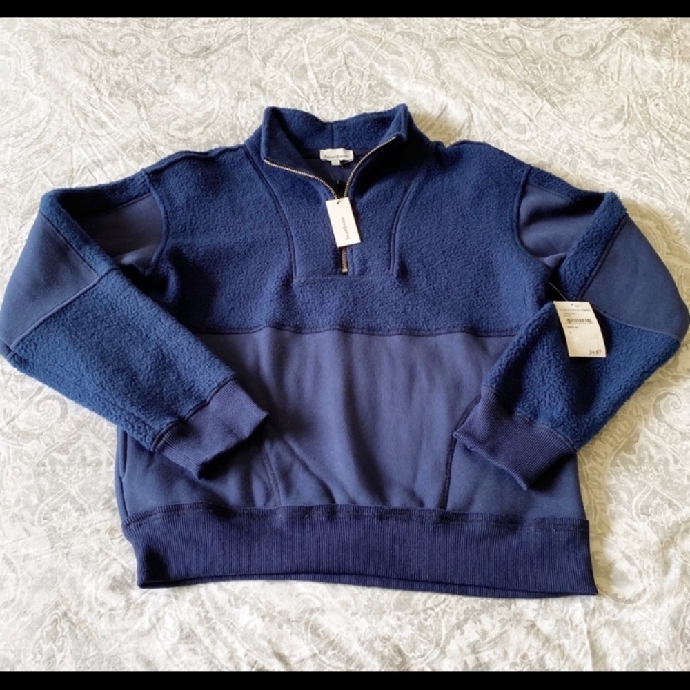 HEARTLOOM Half Zip Pullover Navy Blue Small